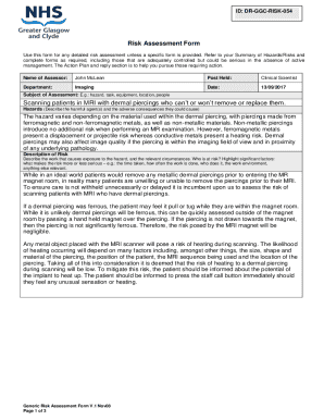Fillable Online Risk Assessment Form Scanning patients in MRI with ...