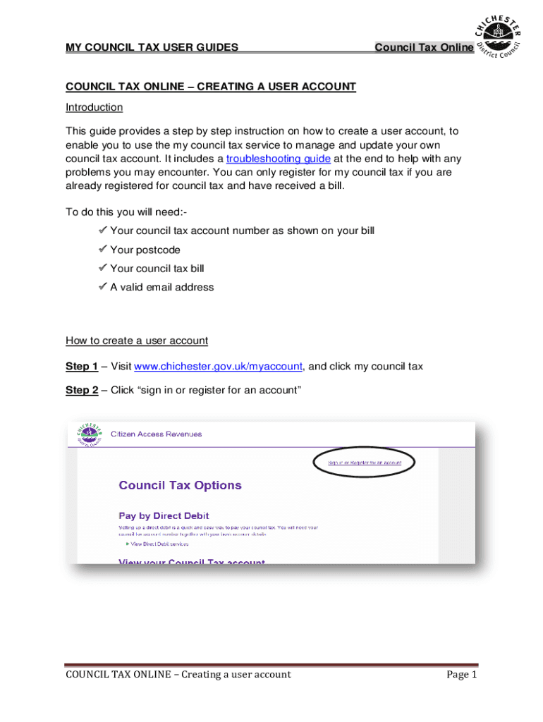 Fillable Online Council tax online Introduction This guide provides a