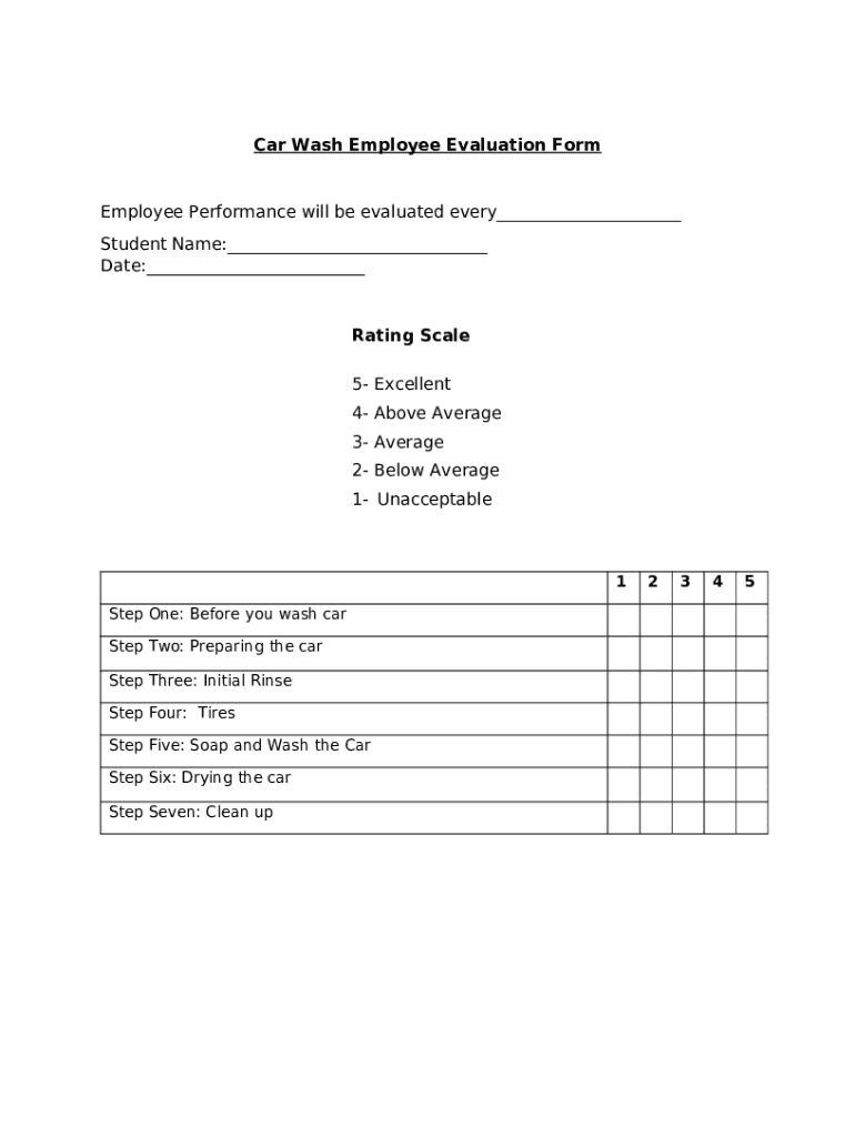 Car-Wash-Employee-Evaluation-. ... Doc Template | pdfFiller