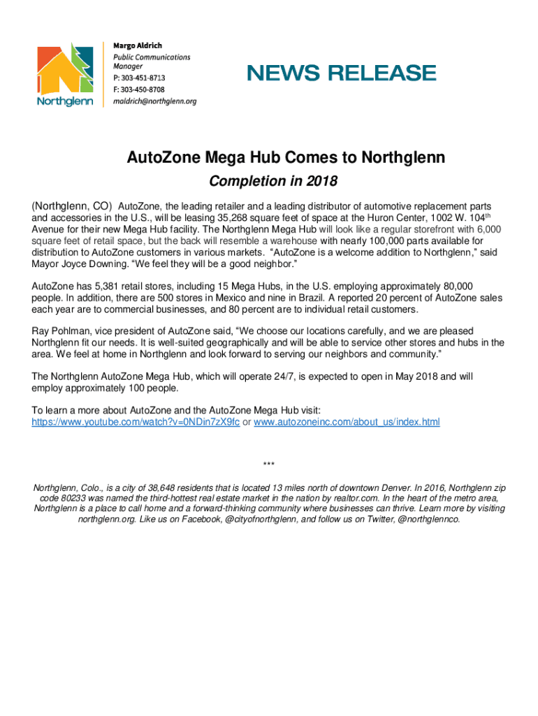 Autozone 104th And Huron - Fill Online, Printable, Fillable, Blank ...