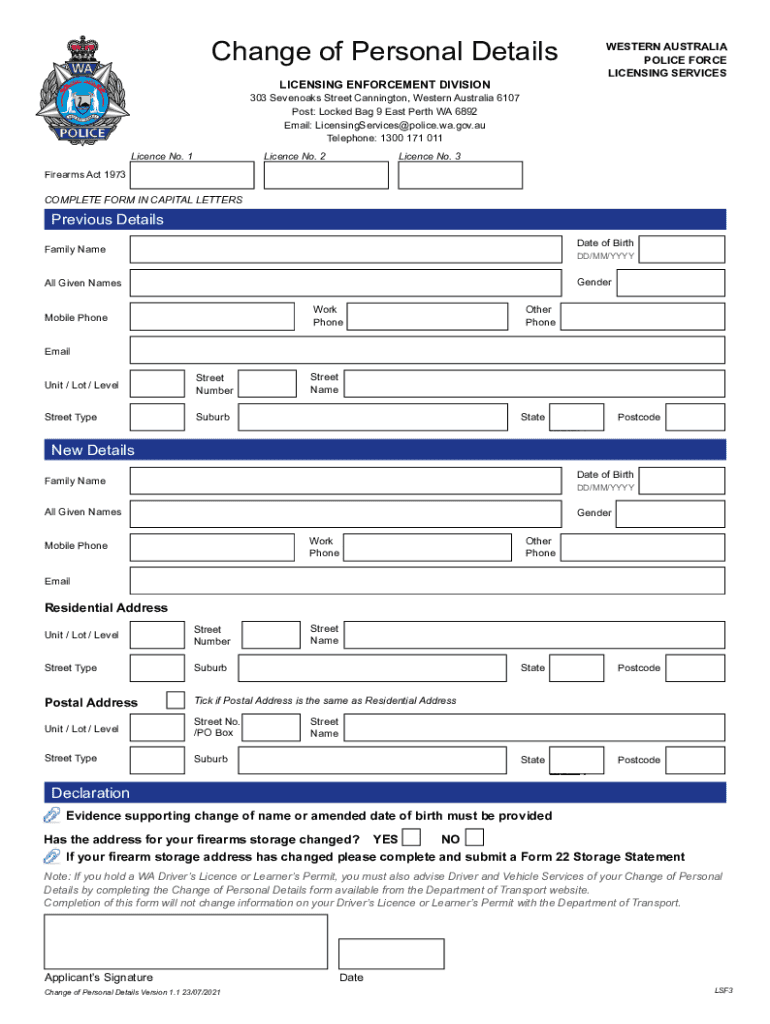 Fillable Online Change of personal details (Form P64) Fax Email Print