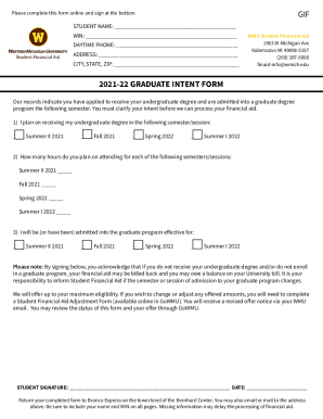 Fillable Online GIF 2021-22 GRADUATE INTENT FORM Fax Email Print ...