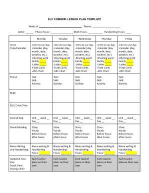 Fillable Online ELC Lesson Plan Template Fax Email Print - pdfFiller