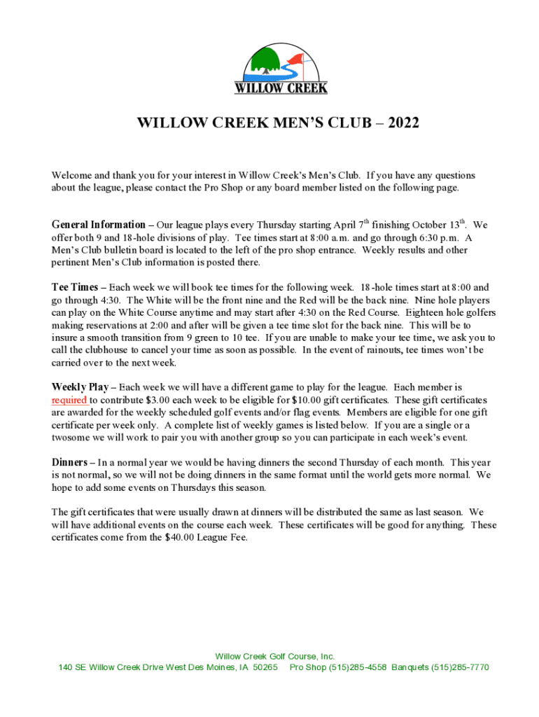 Fillable Online Highland Park Golf Course Mason City IA Fax Email