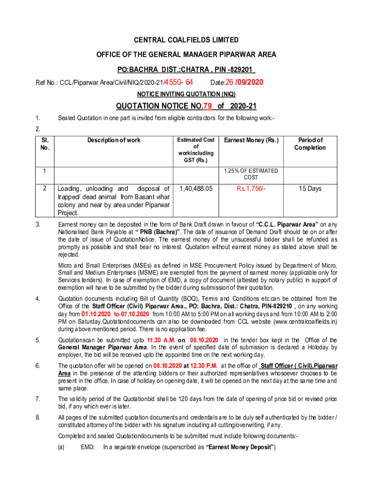 Fillable Online BOQ FOR PERCENTAGE RATE QUOTATION BIIL OF ... Fax Email ...