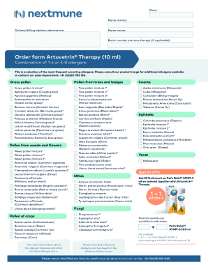 Request form Artuvetrin Serum Test