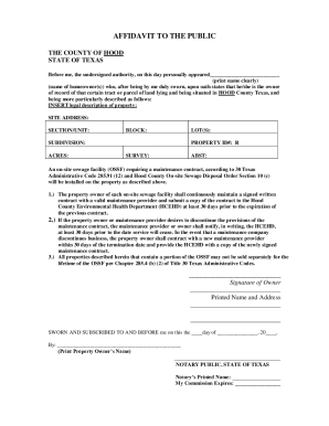 Fillable Online co hood tx AFFIDAVIT OF FACT FOR REAL PROPERTY Fax ...