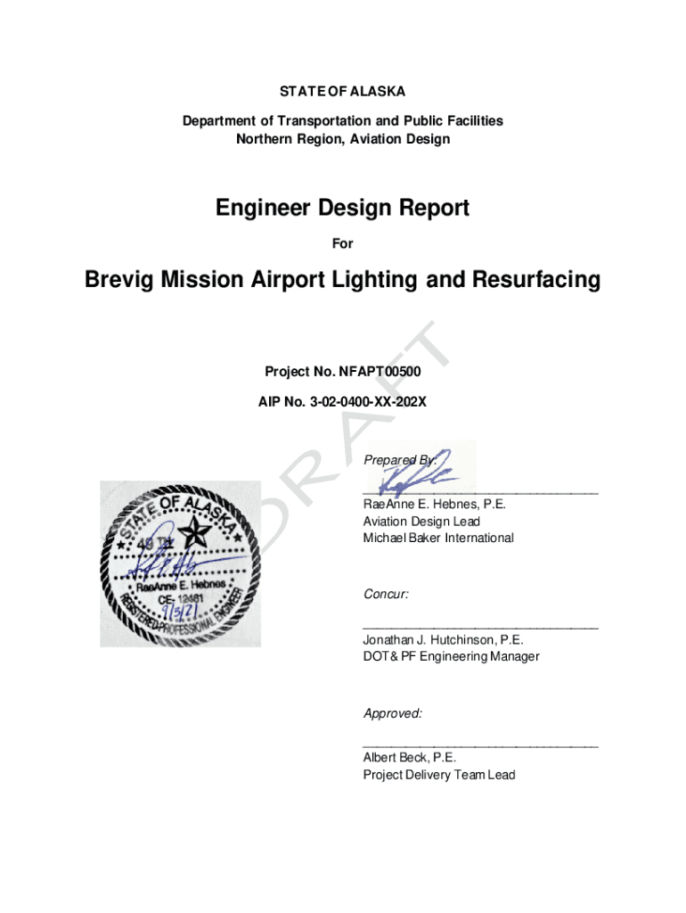 Fillable Online dot alaska Engineer Design Report Brevig Mission