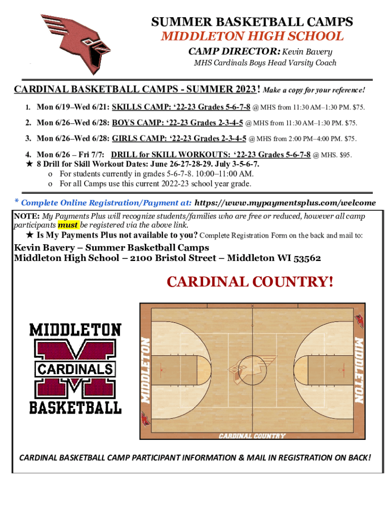 Fillable Online summer basketball camps middleton high school Ngin Fax Email Print pdfFiller