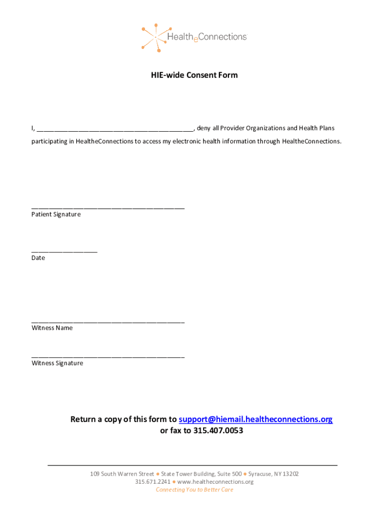 Fillable Online HealtheConnections Authorization to Access PHI Through Fax Email Print