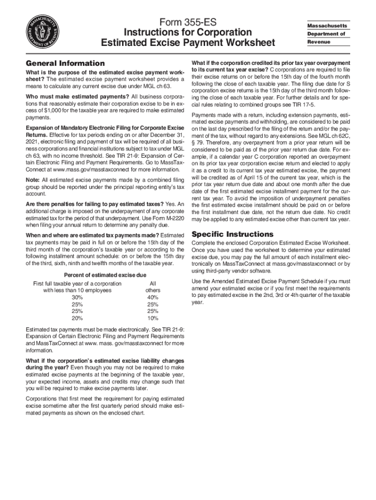 massachusetts corporation estimated tax payment Preview on Page 1