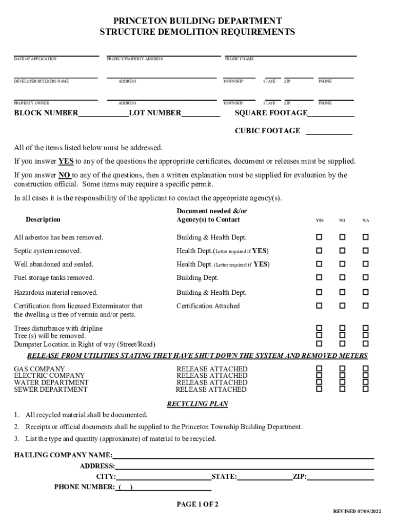 Fillable Online PRINCETON TOWNSHIP Fax Email Print pdfFiller