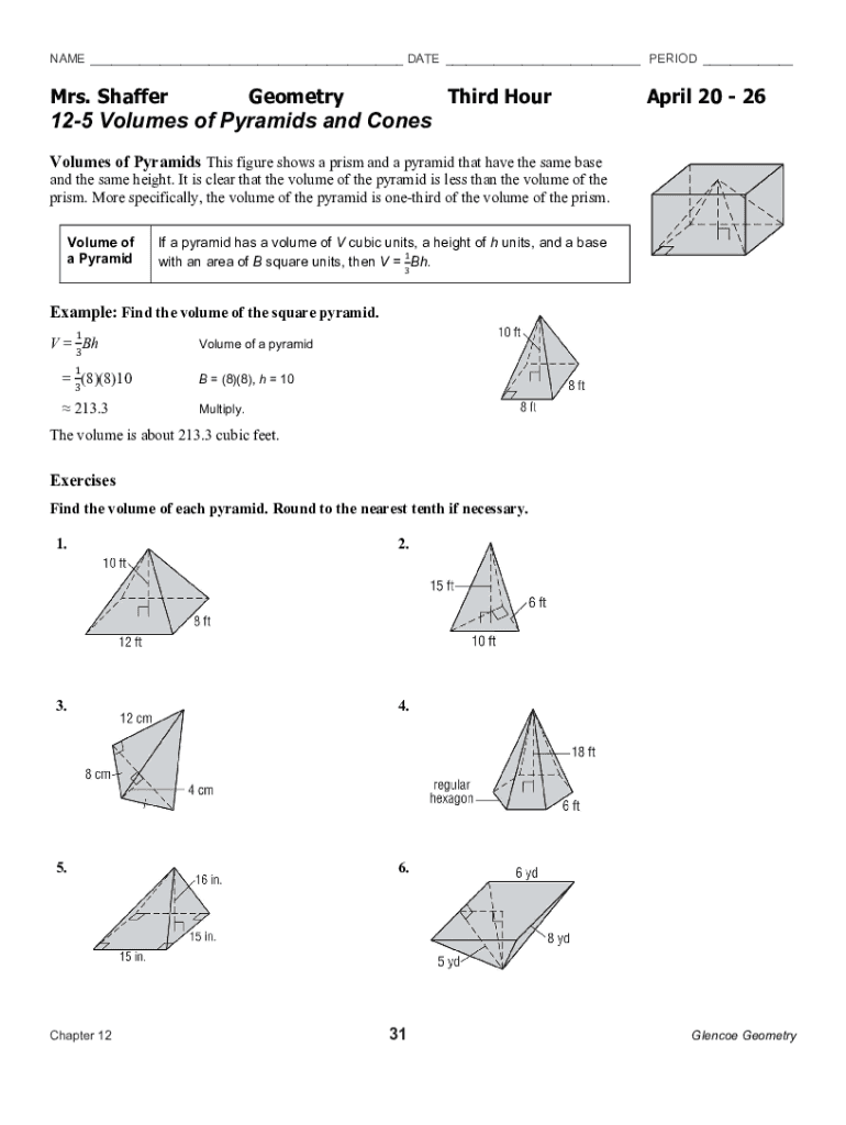 Fillable Online volumeofconesandpyramidsworksheet.pdf