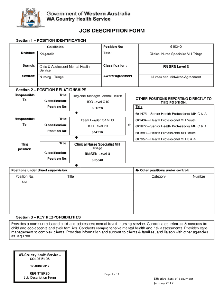 Fillable Online Job Description Children's Placements Officer Fax