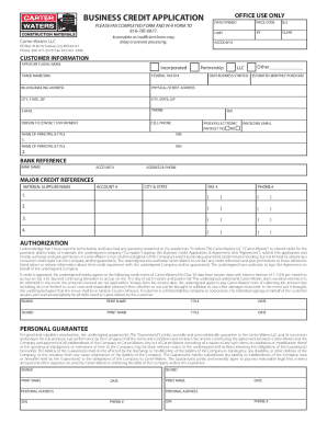 BUSINESS CREDIT APPLICATION - Carter Waters