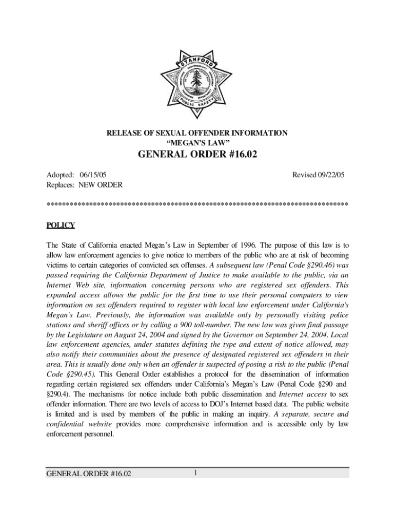 Fillable Online police stanford How To Get Removed From The California