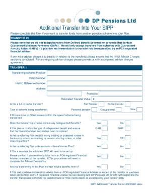 SIPP Transfer In Form