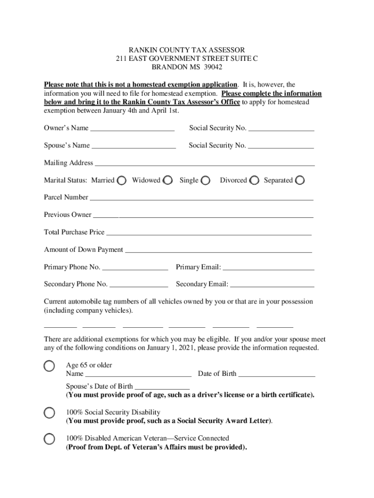 homestead exemption brandon ms Preview on Page 1