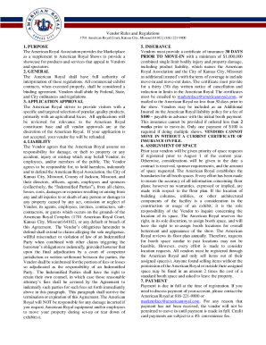 Fillable Online Vendor Rules and Regulations 1701 American Royal