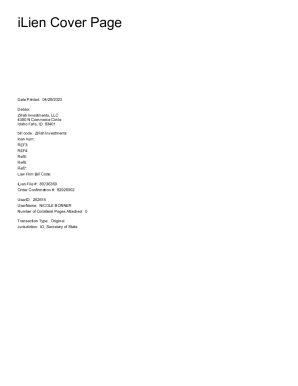 ILien Cover Page - UCC Filing PDF - Lien Solutions