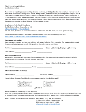 Fillable Online Formal Complaint form Fax Email Print - pdfFiller