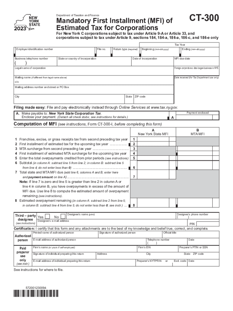 Mandatory First Installment (MFI) of Estimated Tax for Corporations Preview on Page 1