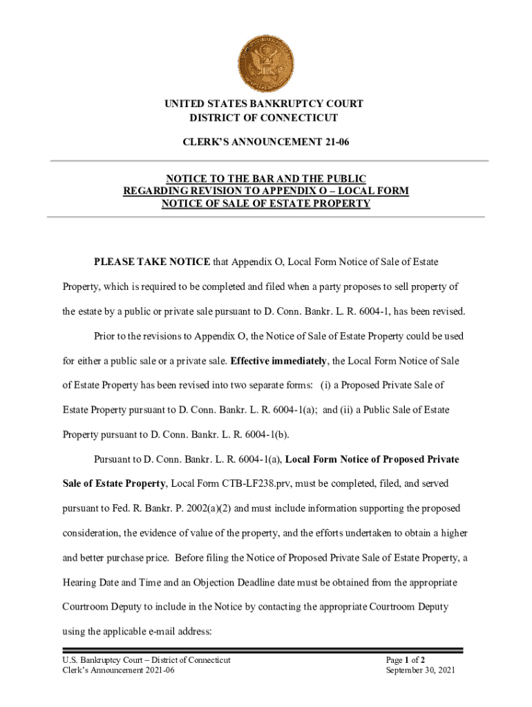 Fillable Online Local Form Notice of Sale of Estate Property Fax Email