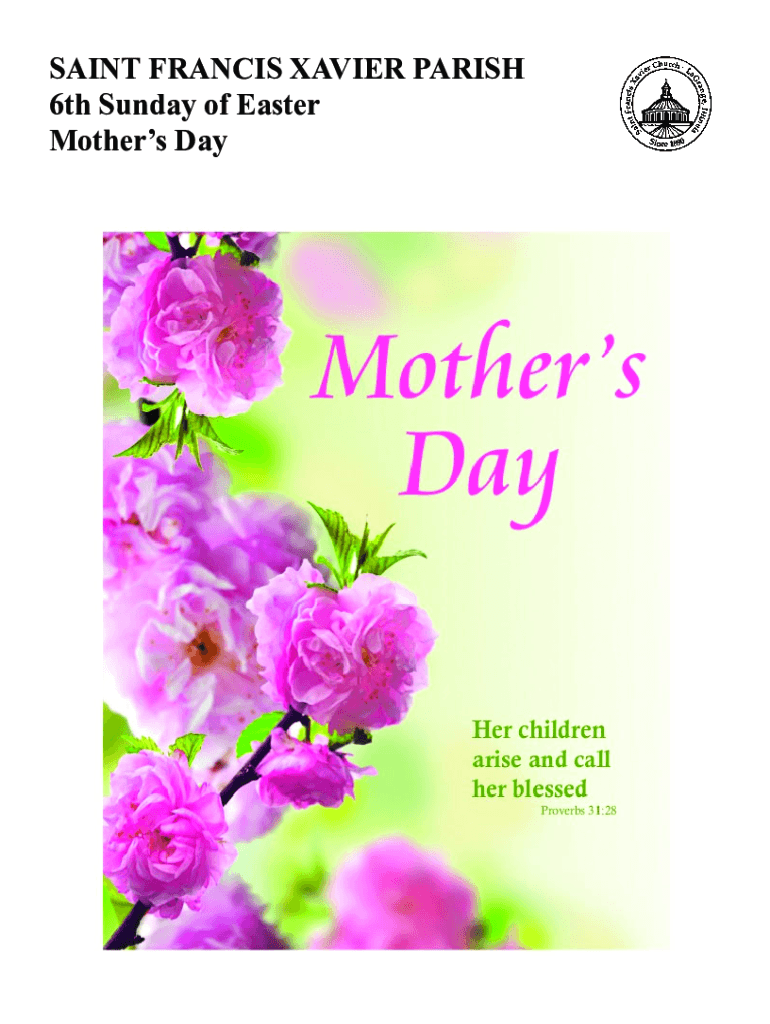 Fillable Online SAINT FRANCIS XAVIER PARISH 6th Sunday of Easter Mother