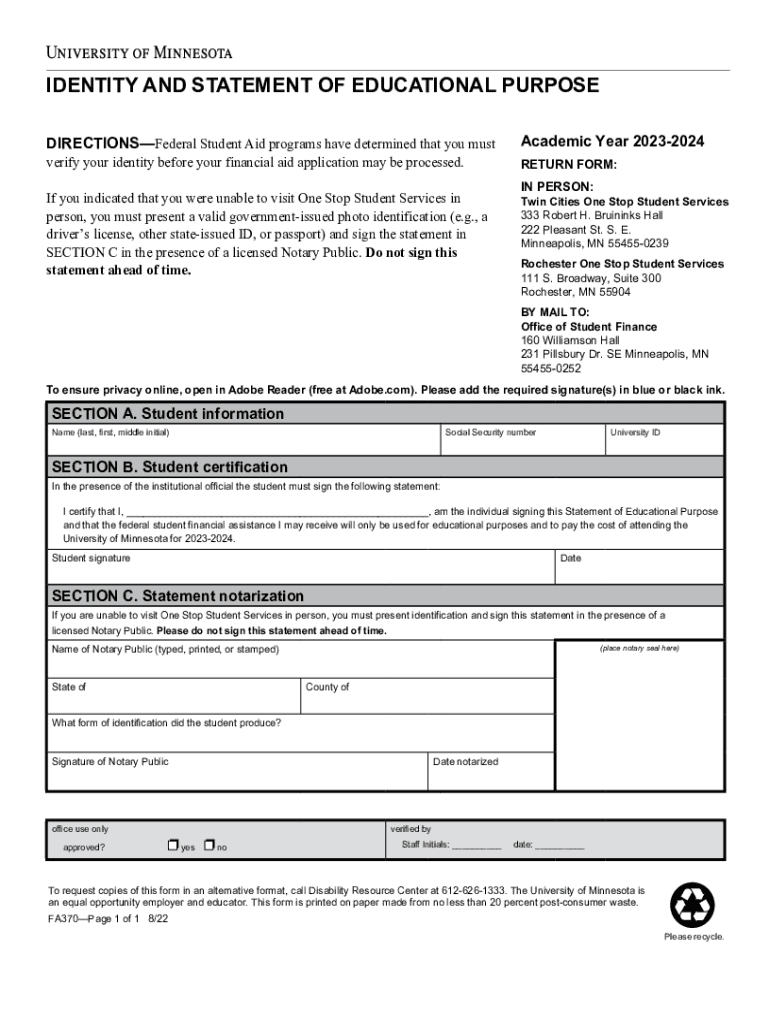 what is identity statement of educational purpose