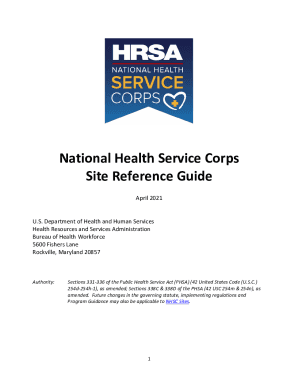 National Health Service Corps Site Reference Guide