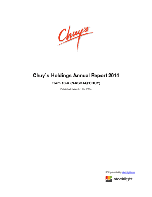 Fillable Online CHUY'S HOLDINGS, INC. Form 10-K/A Annual Report Filed ...