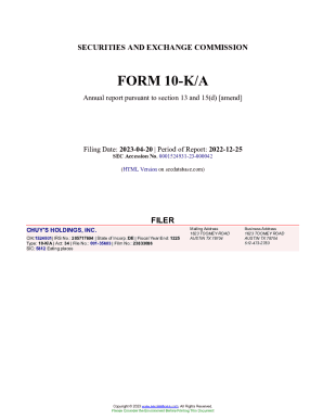 Fillable Online CHUY'S HOLDINGS, INC. Form 10-K/A Annual Report Filed ...