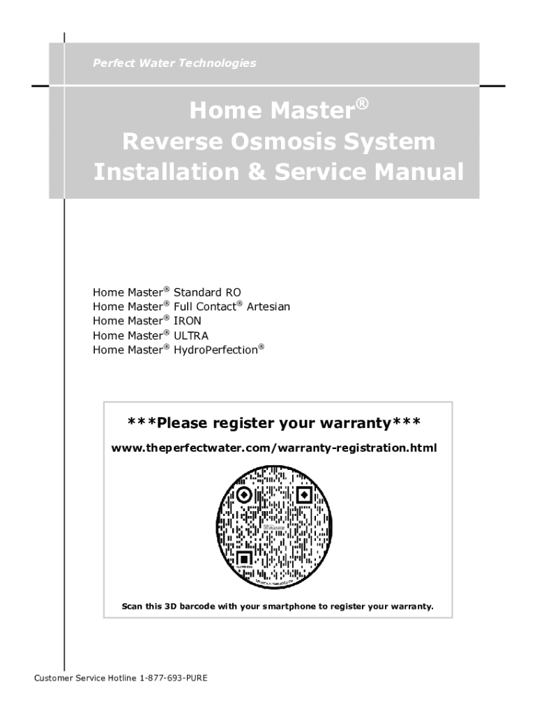 Fillable Online Home Master Reverse Osmosis System Installation