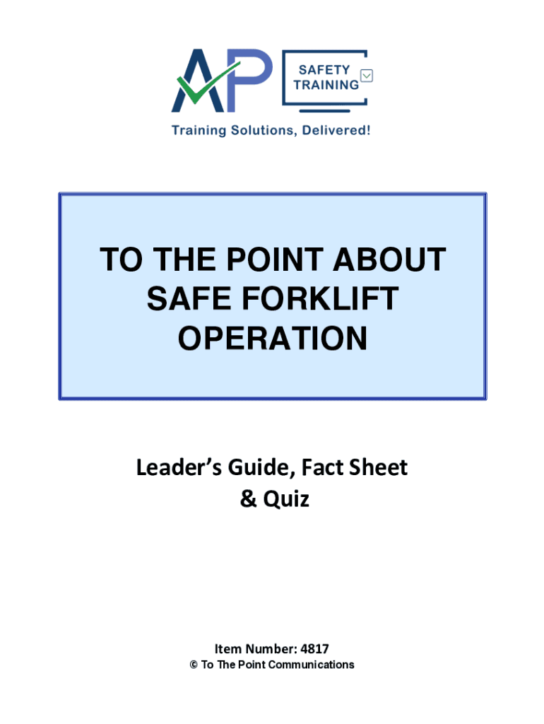 Fillable Online Forklift Safety, Quiz 1 Multiple Choice 1. Who can