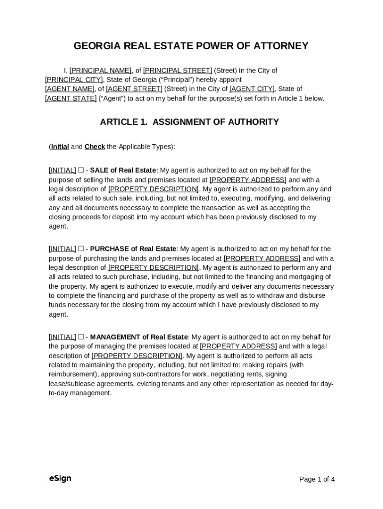 Real Estate (Property) Power of Attorney Doc Template pdfFiller