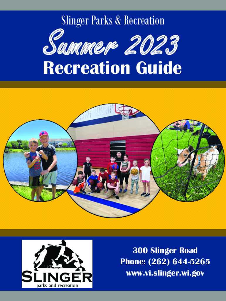 Fillable Online Slinger PRF Department Online Recreation Activities