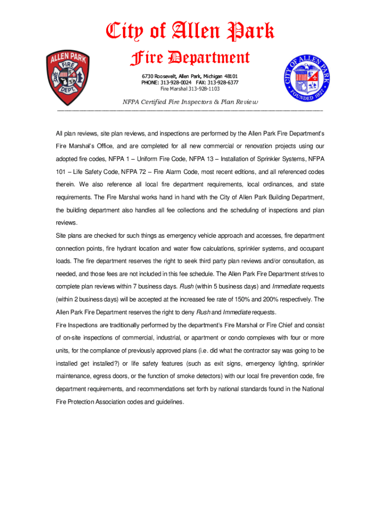 Fillable Online Allen Park, Michigan Fire Department Fax Email Print pdfFiller