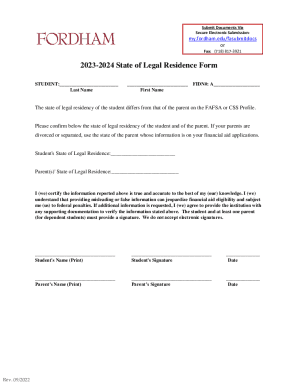 Fillable Online 2023-2024 State of Legal Residence Form Fax Email Print ...