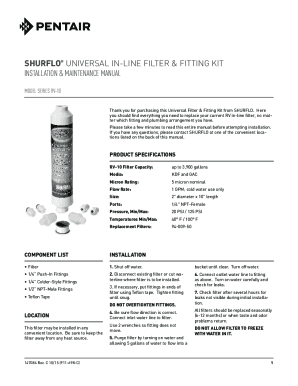 Pentair/Shurflo RV Water Filter Universal Filter 10&amp;quot; With All ...