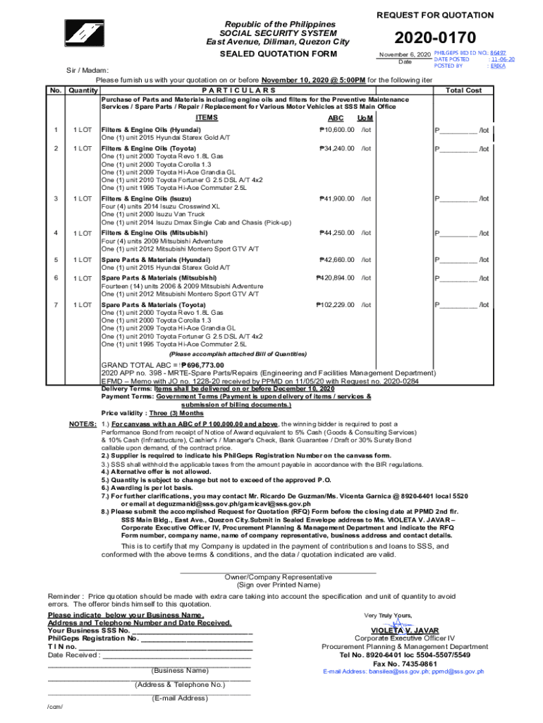 Fillable Online Please furnish us with your quotation on or before