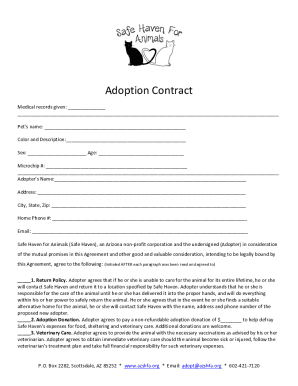 The Barker Rescue Project Adoption Agreement