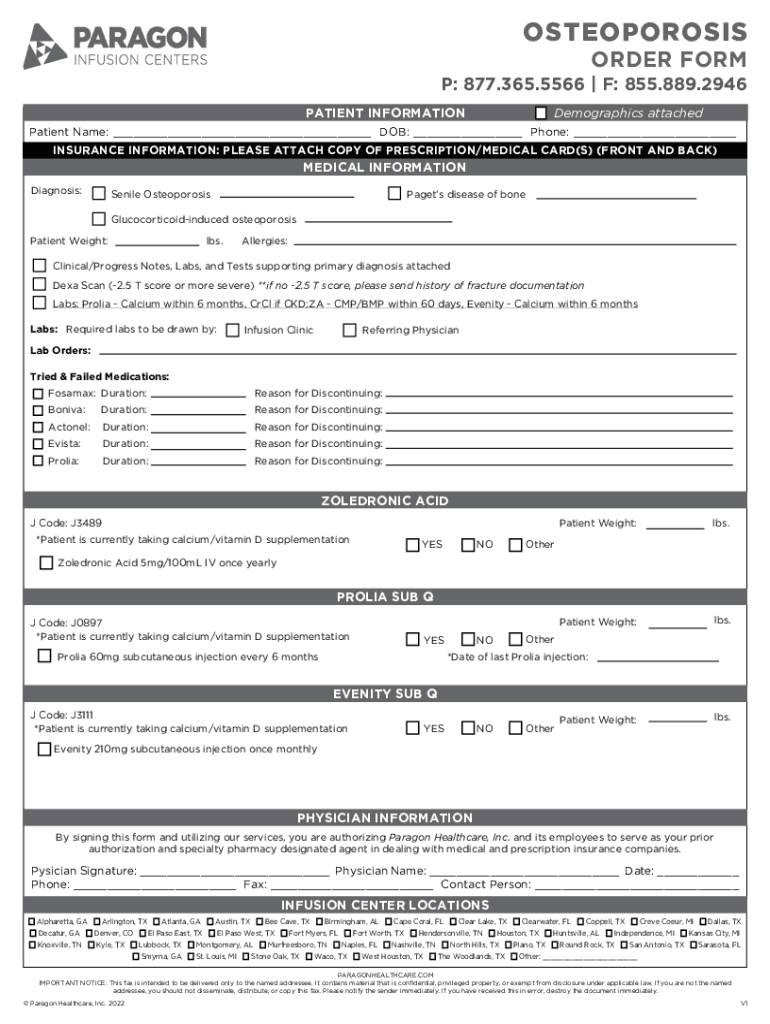 Fillable Online Osteoporosis Enrollment Form Medications AS Fax Email