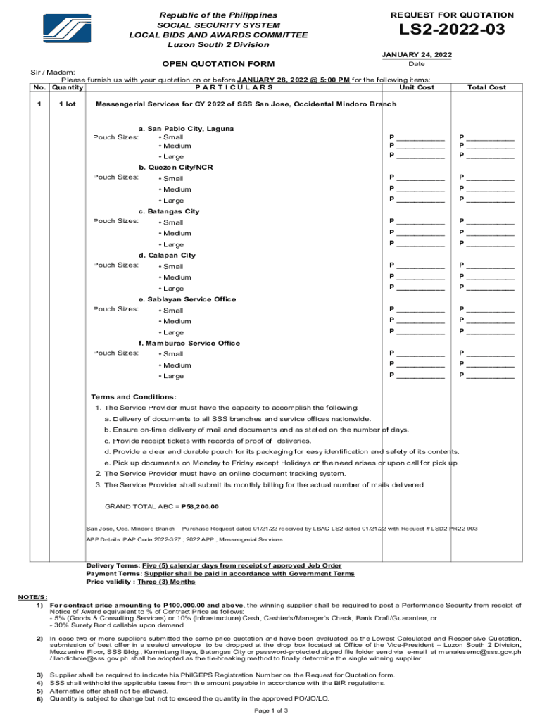 Fillable Online Please furnish us with your quotation on or before