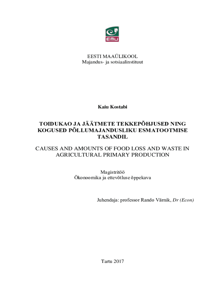 Fillable Online dspace emu Measuring selfreported food loss in primary