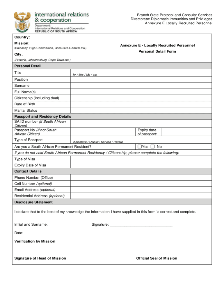 Fillable Online PERSONAL DETAILS FORM Fax Email Print pdfFiller