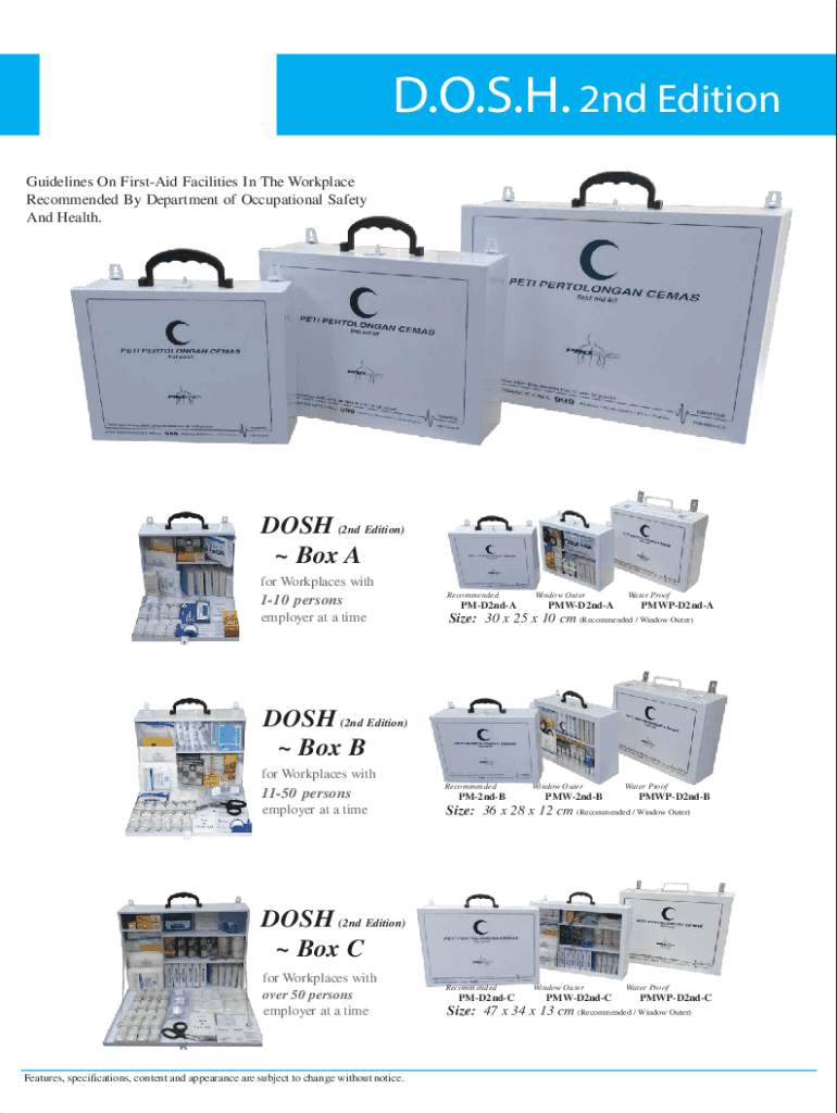 Fillable Online GUIDELINES ON FIRSTAID IN THE WORKPLACE Dosh Fax