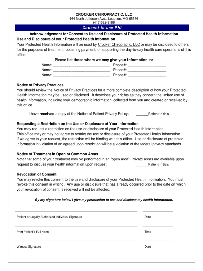 Fillable Online Chiropractor in Lebanon, MO US Online Forms Fax Email Print pdfFiller