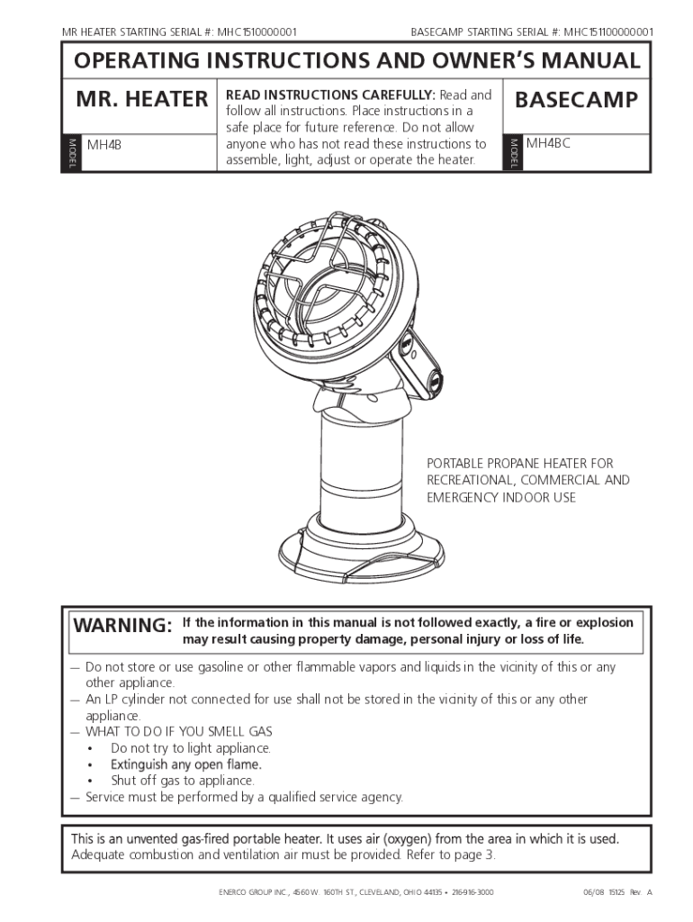 Fillable Online mr. heater Operating instructions and owner's manual