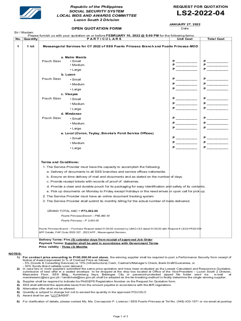 Fillable Online Please furnish us with your quotation on or before