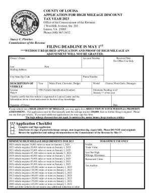 COUNTY OF LOUISA APPLICATION FOR HIGH MILEAGE ...